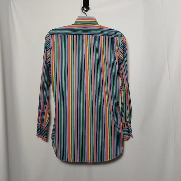 Etro Size 39 Multi Color Stripe Shirt Italy Exc - Picture 2 of 4